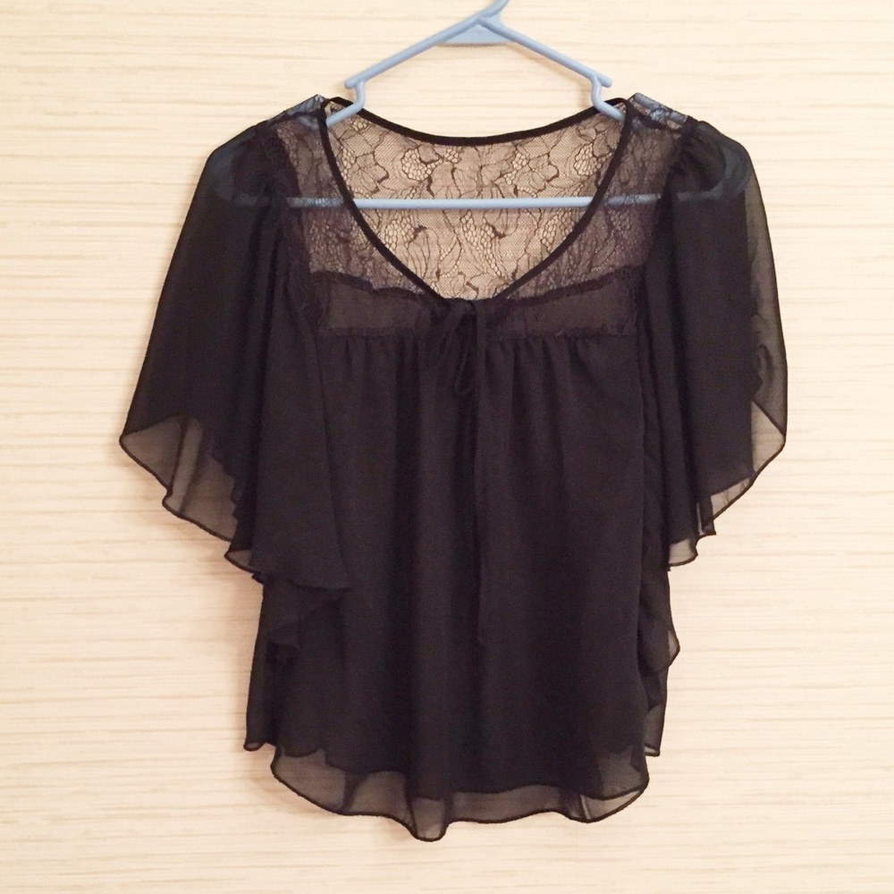 Sheer flutter lace top
